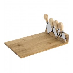 Jogo Tabua De Queijo Com 4 Facas